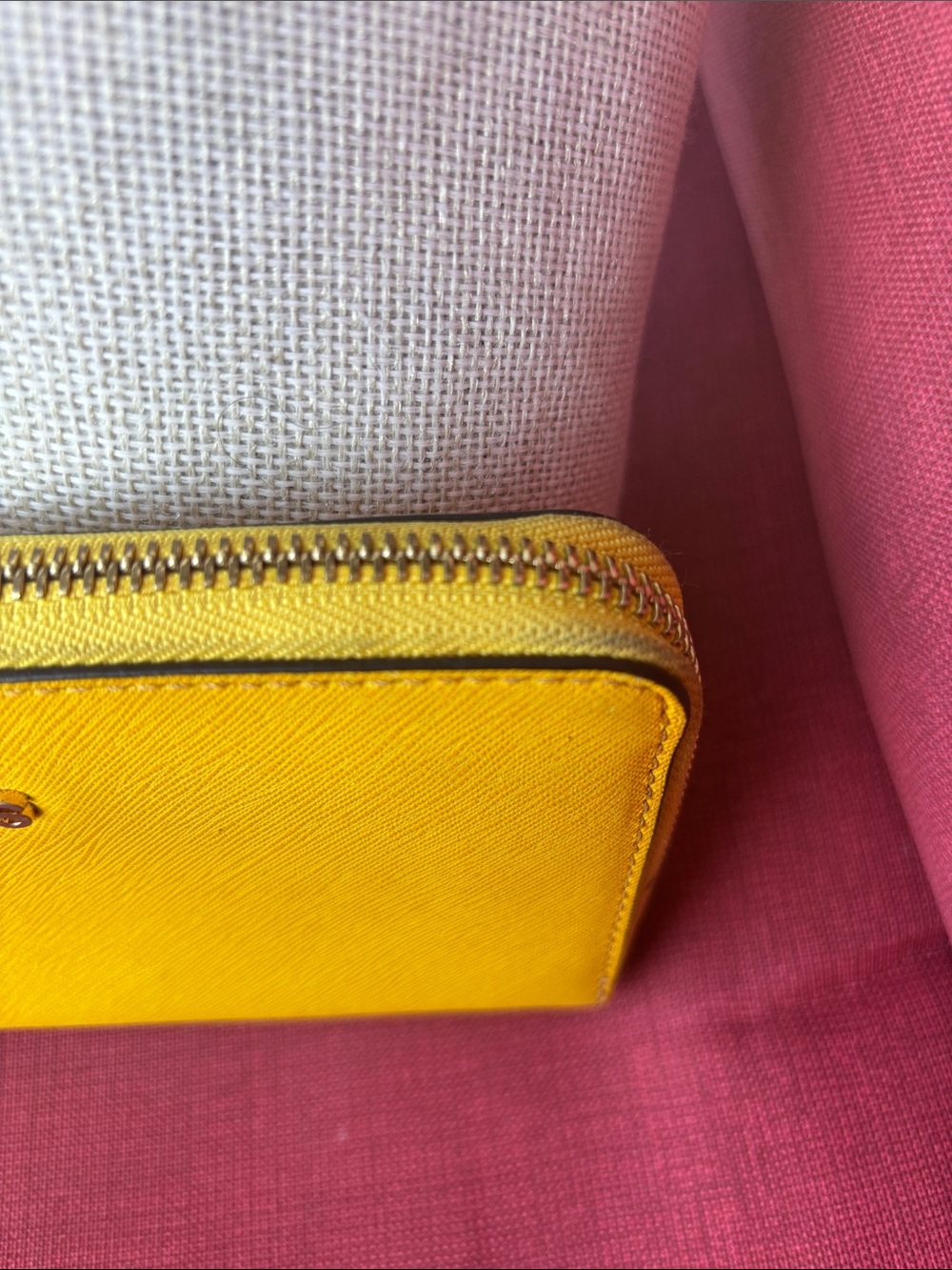 Michael Kors Bright Yellow Zip-Around Saffiano Wallet - Picture 7 of 12